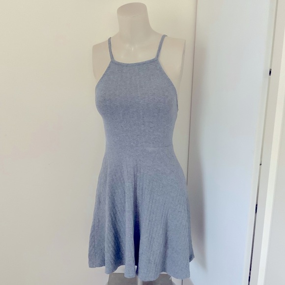 My Gabby | Gray Ribbed Sleeveless Mini Dress - Picture 4 of 6
